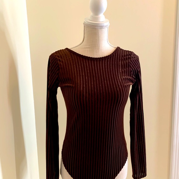 Forever 21 Tops - ❗️2/$12❗️Forever21 Brown Stripe Bodysuit. Long Sleeves. Great Condition. Med